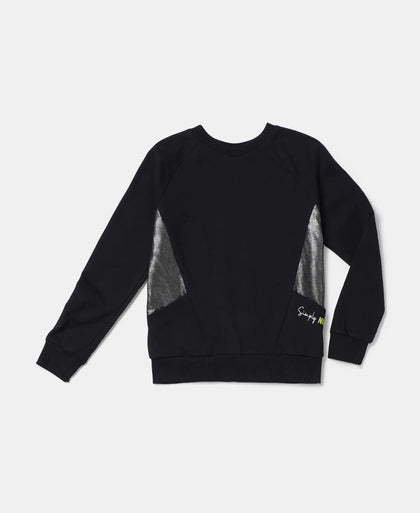 Super Combed Cotton French Terry Graphic Printed Sweatshirt - Black-5