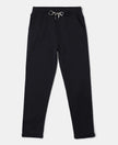 Super Combed Cotton Straight Fit Trackpants with Contrast Taping - Black-1