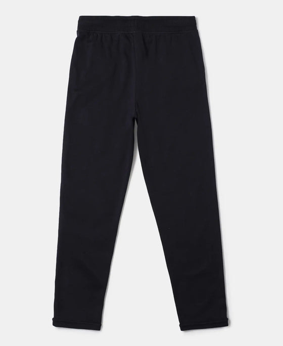 Super Combed Cotton Straight Fit Trackpants with Contrast Taping - Black-2