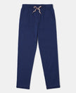 Super Combed Cotton Straight Fit Trackpants with Contrast Taping - Imperial Blue-1
