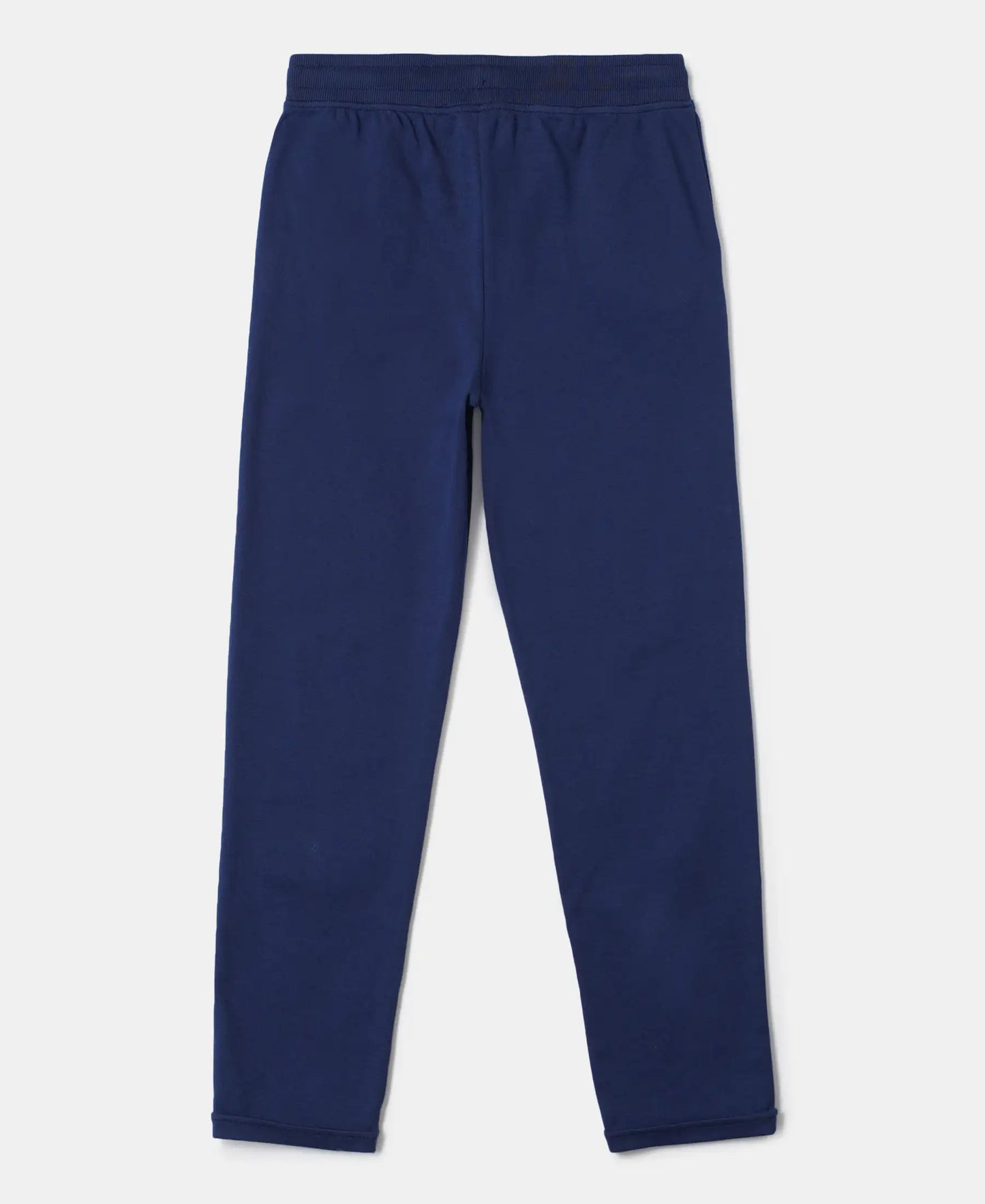 Super Combed Cotton Straight Fit Trackpants with Contrast Taping - Imperial Blue-2