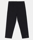Super Combed Cotton Elastane Three Quarter Leggings - Black - Black-1