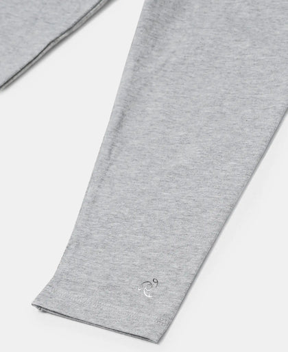 Super Combed Cotton Elastane Three Quarter Leggings - Light Grey Melange - Light Grey Melange-3