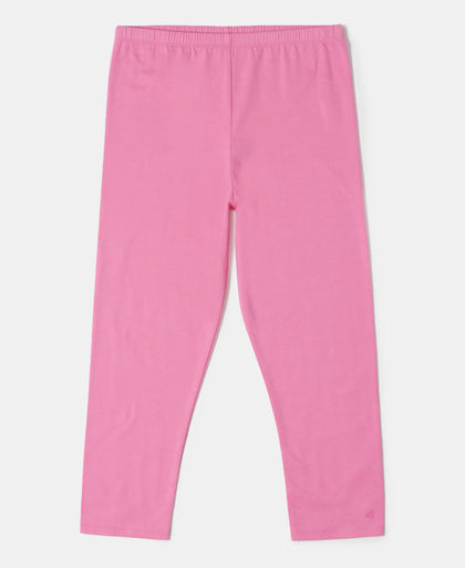 Super Combed Cotton Elastane Three Quarter Leggings - Pink Carnation-1