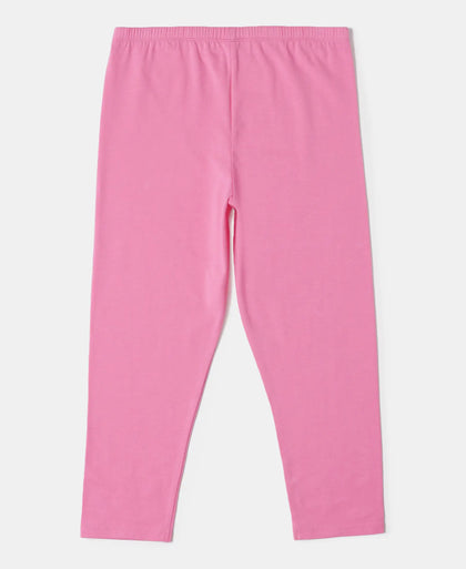 Super Combed Cotton Elastane Three Quarter Leggings - Pink Carnation-2