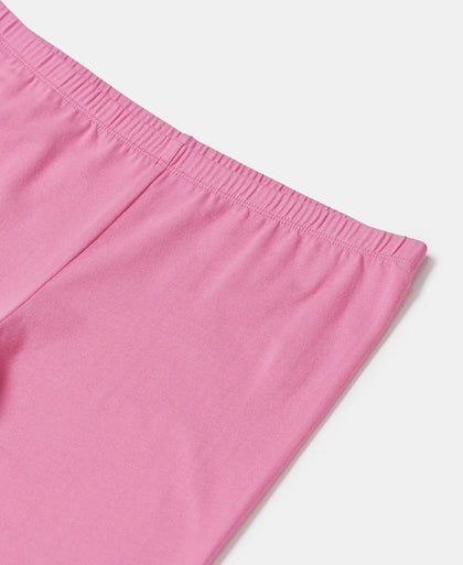 Super Combed Cotton Elastane Three Quarter Leggings - Pink Carnation-3
