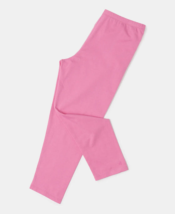 Super Combed Cotton Elastane Three Quarter Leggings - Pink Carnation-5