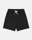 Super Combed Cotton Solid Shorts with Side Taping - Black-1