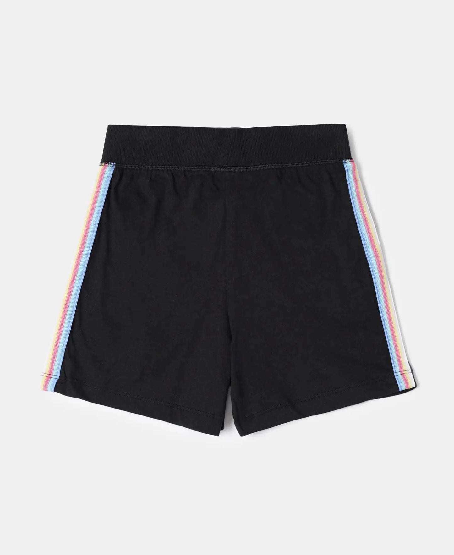 Super Combed Cotton Solid Shorts with Side Taping - Black-2