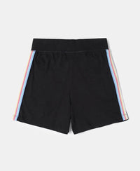 Super Combed Cotton Solid Shorts with Side Taping - Black-2