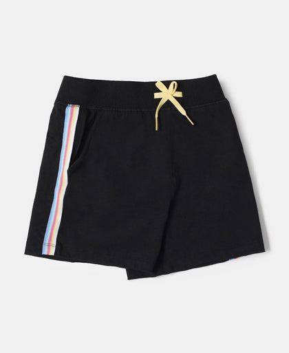Super Combed Cotton Solid Shorts with Side Taping - Black-5