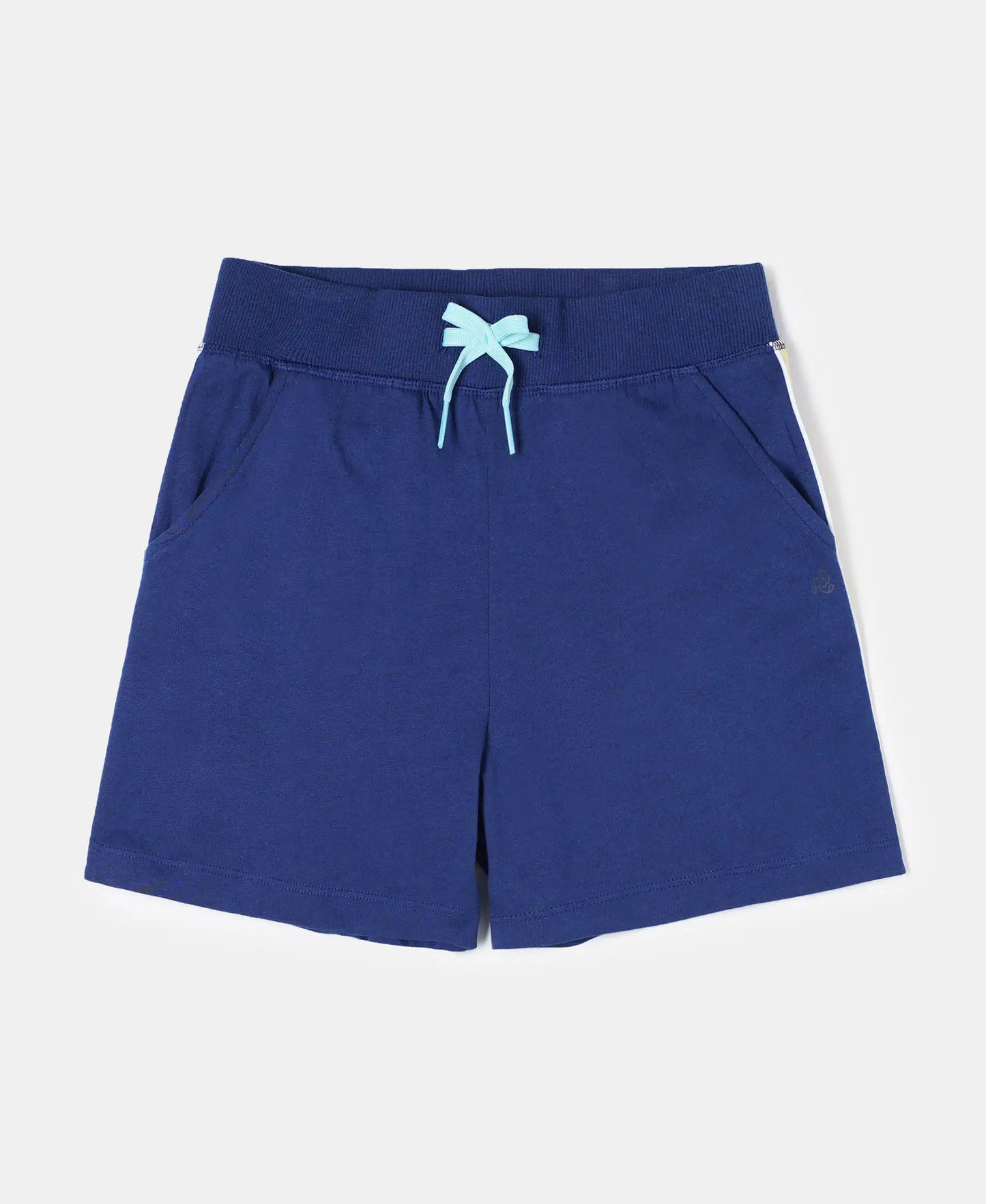 Super Combed Cotton Solid Shorts with Side Taping - Blue Depth-1