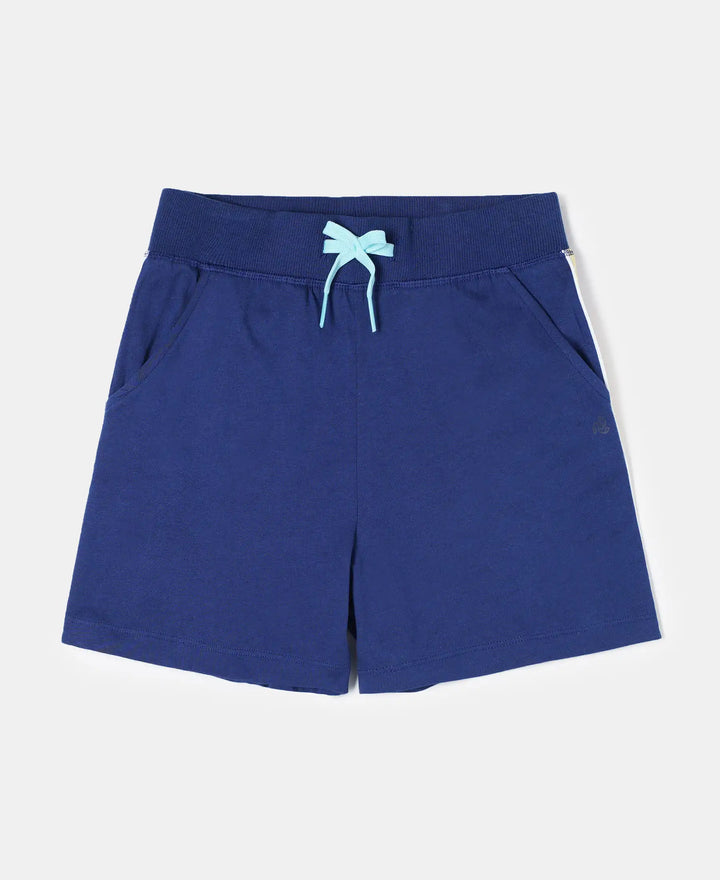 Super Combed Cotton Solid Shorts with Side Taping - Blue Depth-1