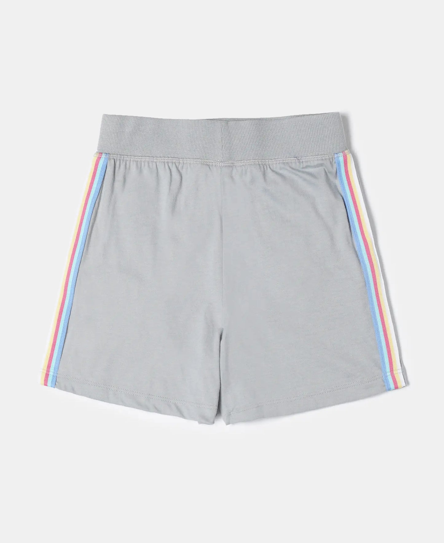 Super Combed Cotton Solid Shorts with Side Taping - Quarry-2