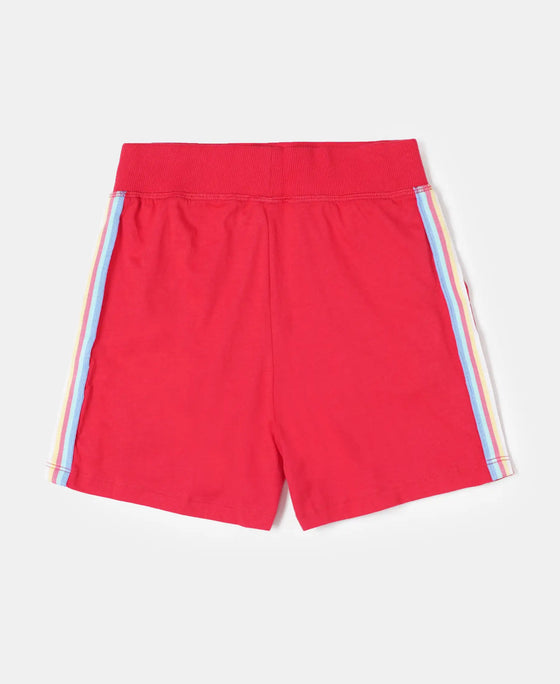 Super Combed Cotton Solid Shorts with Side Taping - Team Red-2