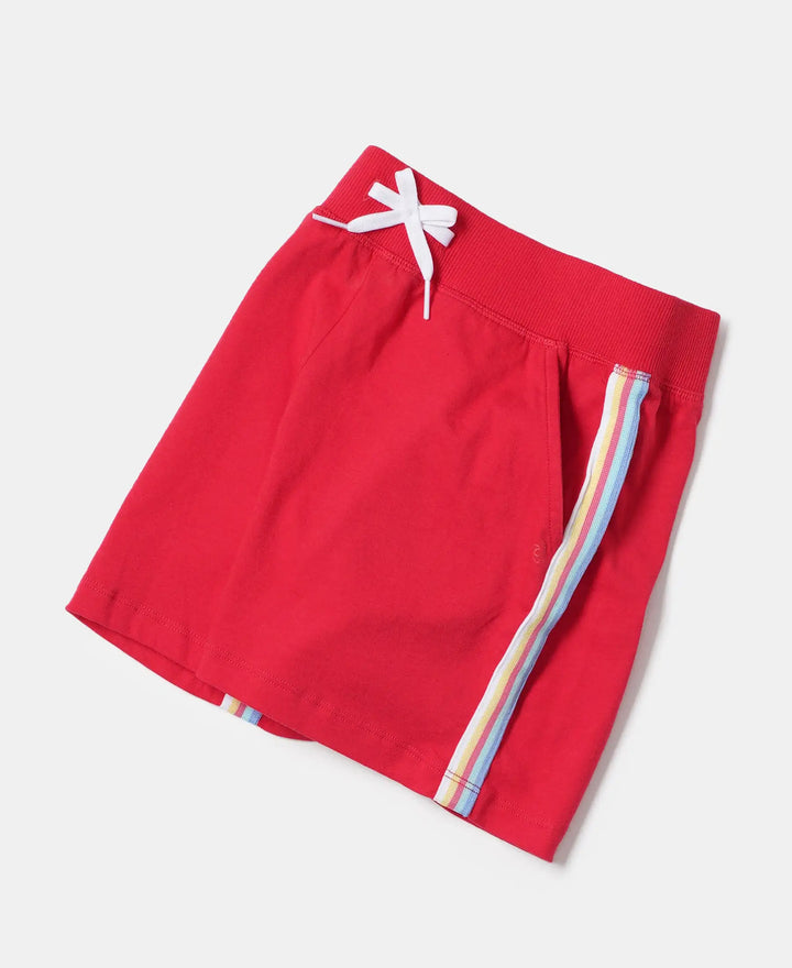 Super Combed Cotton Solid Shorts with Side Taping - Team Red-5