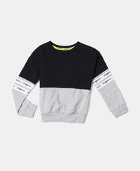 Super Combed Cotton French Terry Sweatshirt with Contrast Sleeve Taping - Black-5