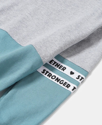 Super Combed Cotton French Terry Sweatshirt with Contrast Sleeve Taping - Mineral Blue-4