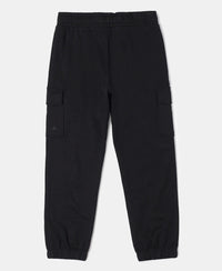 Super Combed Cotton Cargo Pants with Elasticated Hem - Black-2
