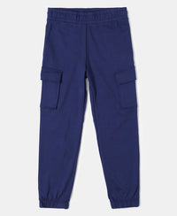 Super Combed Cotton Cargo Pants with Elasticated Hem - Imperial Blue-1