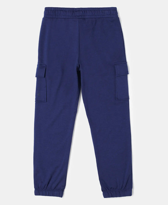 Super Combed Cotton Cargo Pants with Elasticated Hem - Imperial Blue-2