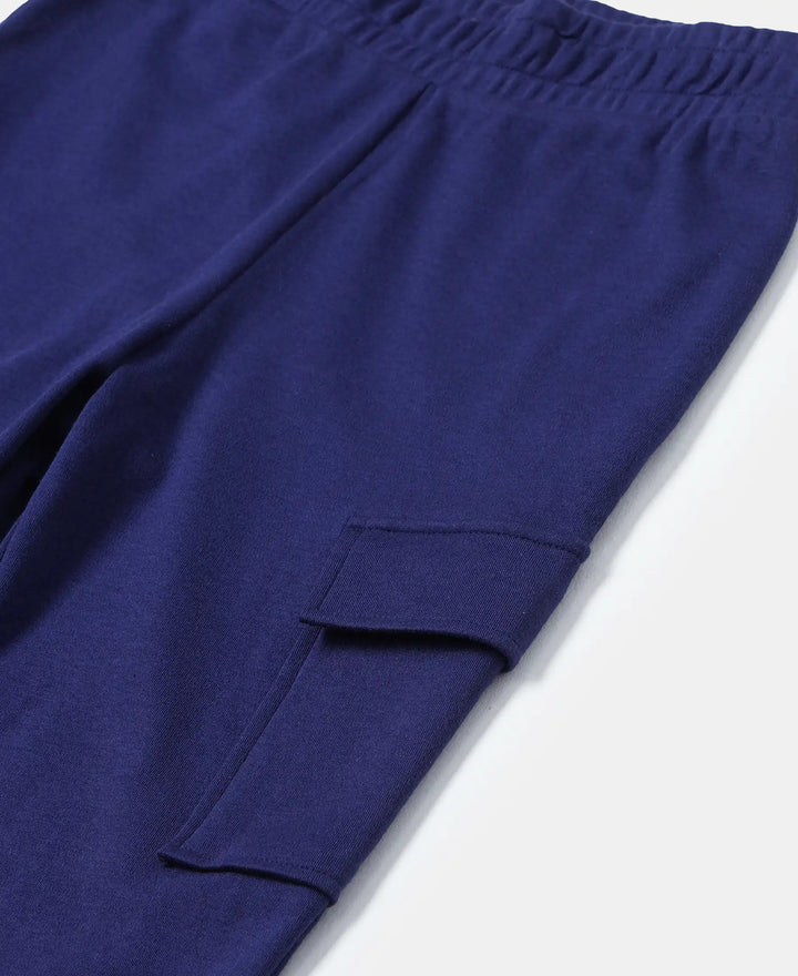 Super Combed Cotton Cargo Pants with Elasticated Hem - Imperial Blue-3