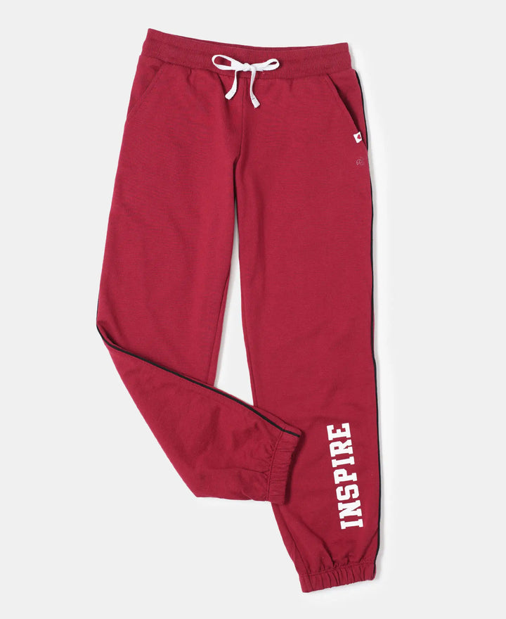 Super Combed Cotton French Terry Graphic Printed Relaxed Fit Joggers - Biking Red-5