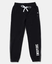 Super Combed Cotton French Terry Graphic Printed Relaxed Fit Joggers - Black-1