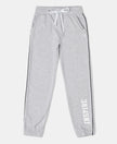 Super Combed Cotton French Terry Graphic Printed Relaxed Fit Joggers - Light Grey Melange-1