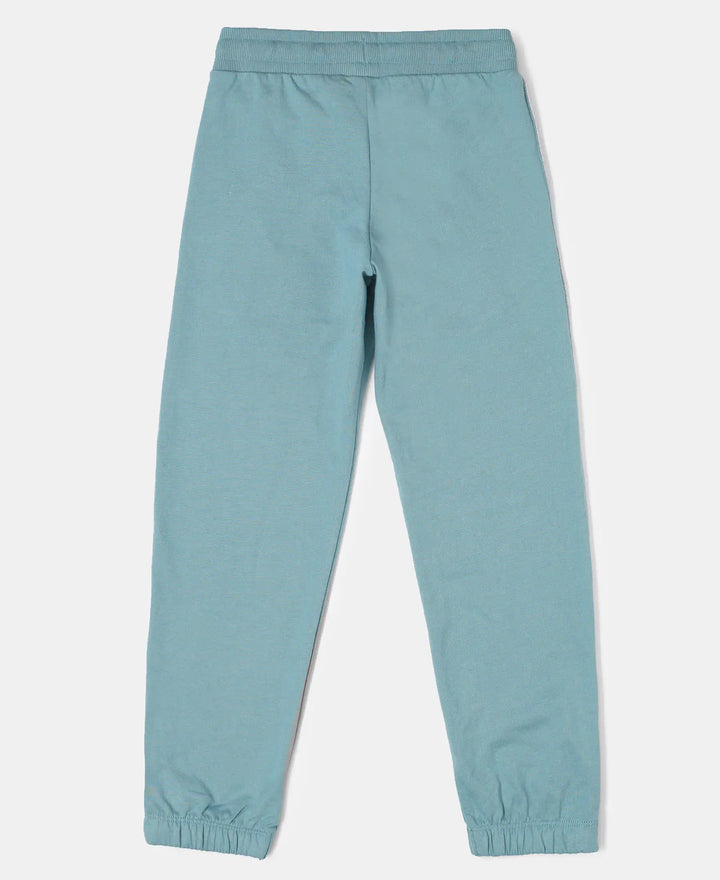 Super Combed Cotton French Terry Graphic Printed Relaxed Fit Joggers - Mineral Blue-2