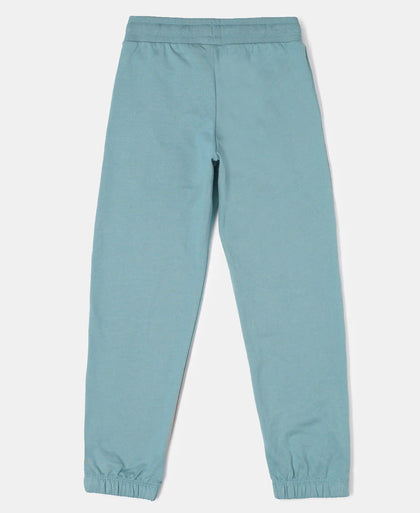 Super Combed Cotton French Terry Graphic Printed Relaxed Fit Joggers - Mineral Blue-2
