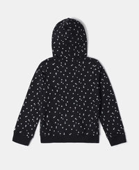 Super Combed Cotton French Terry Printed Hoodie Jacket - Black Printed-2