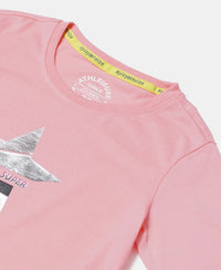Super Combed Cotton Graphic Printed Short Sleeve T-Shirt with Hi Low Hem - Flamingo Pink-3