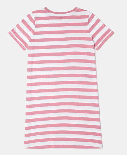 Super Combed Cotton Striped Dress - Brandied Apricot-2