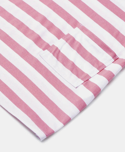Super Combed Cotton Striped Dress - Brandied Apricot-3