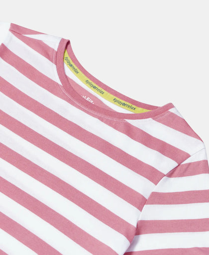 Super Combed Cotton Striped Dress - Brandied Apricot-4