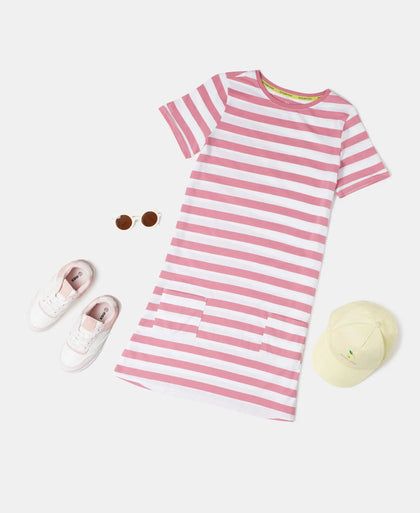 Super Combed Cotton Striped Dress - Brandied Apricot-5