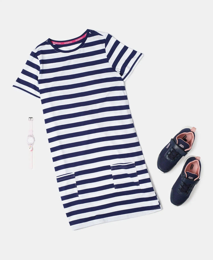 Super Combed Cotton Striped Dress - Imperial Blue-5
