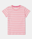 Super Combed Cotton Striped Short Sleeve T-Shirt - Flamingo Pink-1