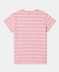 Super Combed Cotton Striped Short Sleeve T-Shirt - Flamingo Pink-2