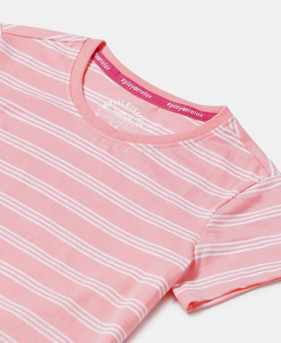 Super Combed Cotton Striped Short Sleeve T-Shirt - Flamingo Pink-3