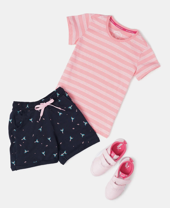 Super Combed Cotton Striped Short Sleeve T-Shirt - Flamingo Pink-4