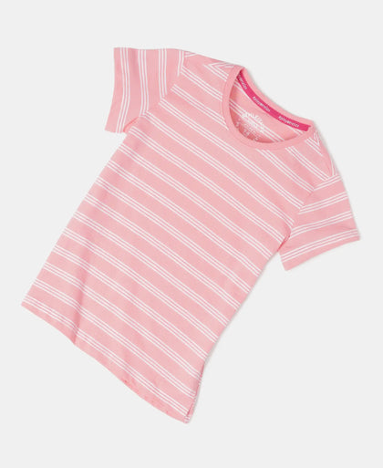 Super Combed Cotton Striped Short Sleeve T-Shirt - Flamingo Pink-5