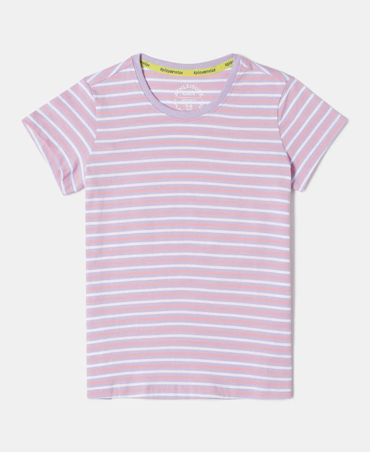 Super Combed Cotton Striped Short Sleeve T-Shirt - Lavendula-1