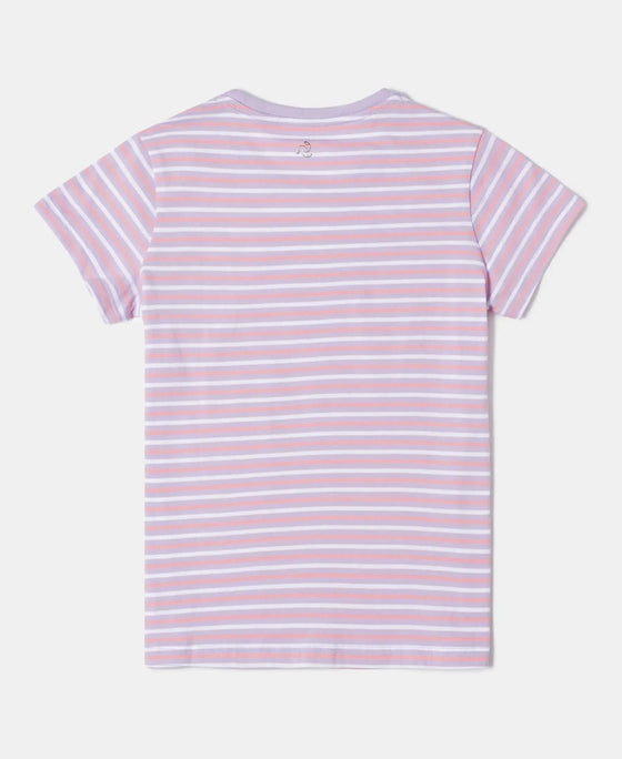 Super Combed Cotton Striped Short Sleeve T-Shirt - Lavendula-2