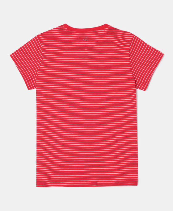 Super Combed Cotton Striped Short Sleeve T-Shirt - Rio Red-2