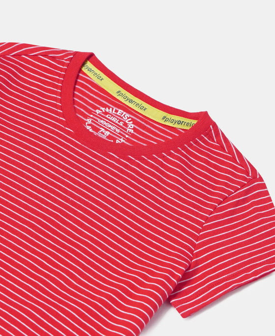 Super Combed Cotton Striped Short Sleeve T-Shirt - Rio Red-3
