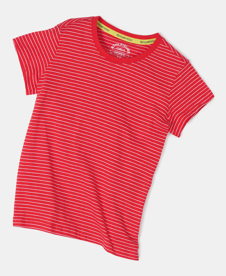 Super Combed Cotton Striped Short Sleeve T-Shirt - Rio Red-5