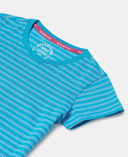 Super Combed Cotton Striped Short Sleeve T-Shirt - Sky Dive-3