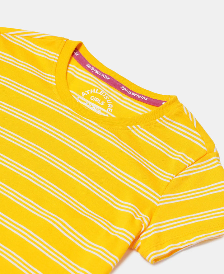 Super Combed Cotton Striped Short Sleeve T-Shirt - Spectra Yellow-3